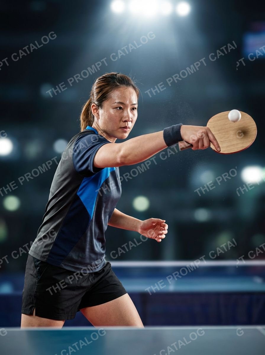 AI photo booth prompt theme: Table Tennis Player Portrait