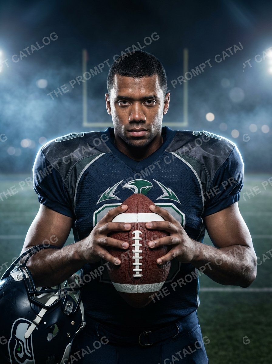 AI photo booth prompt theme: American Football Player Portrait