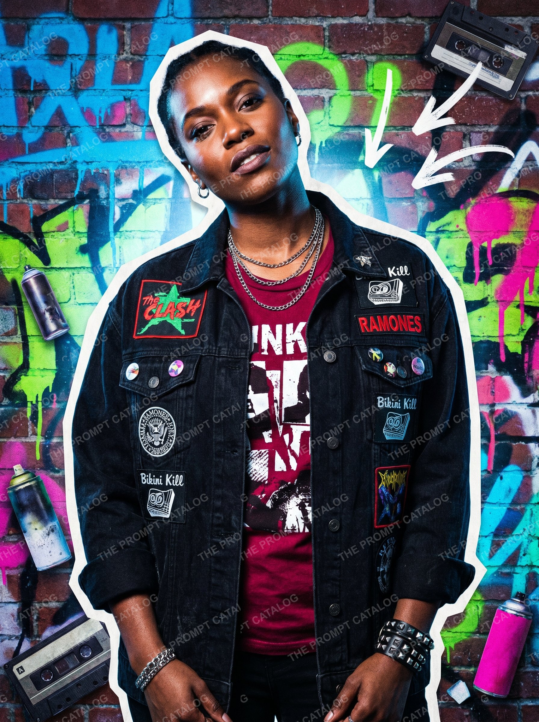 AI photo booth prompt theme: Punk Cutout Portrait
