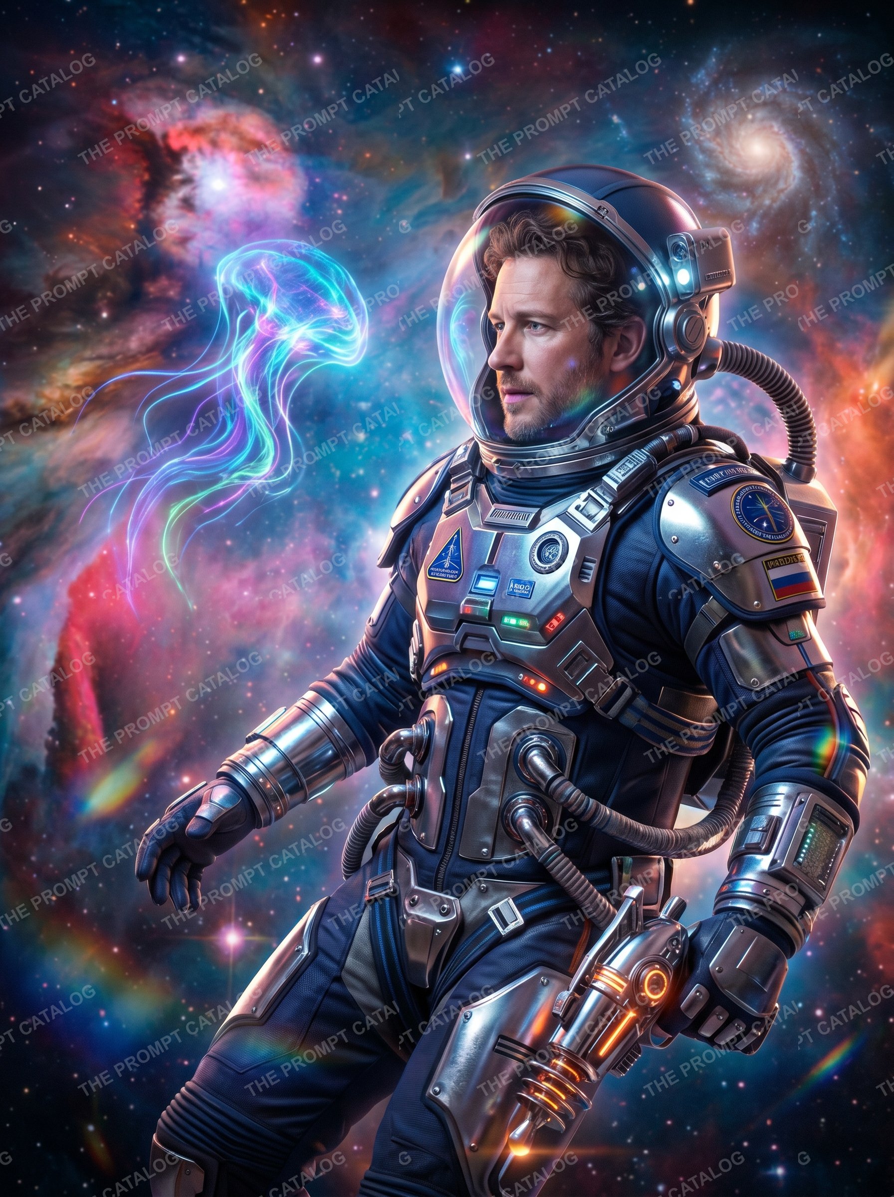 AI photo booth prompt theme: Nebula Space Ocean